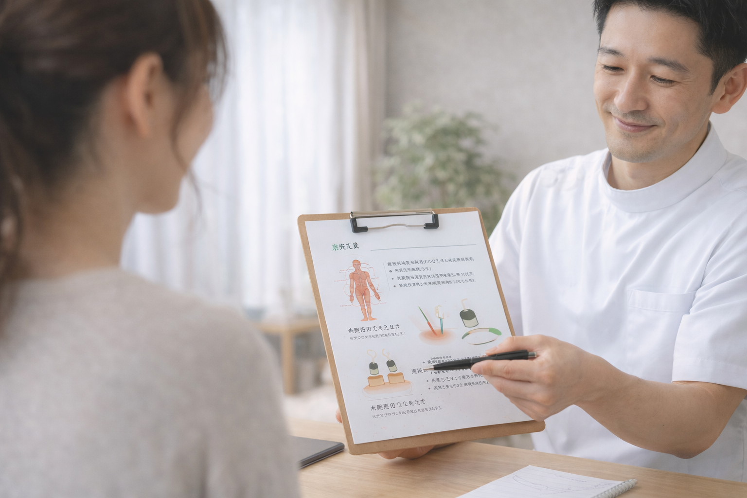 施術前に内容を説明している様子